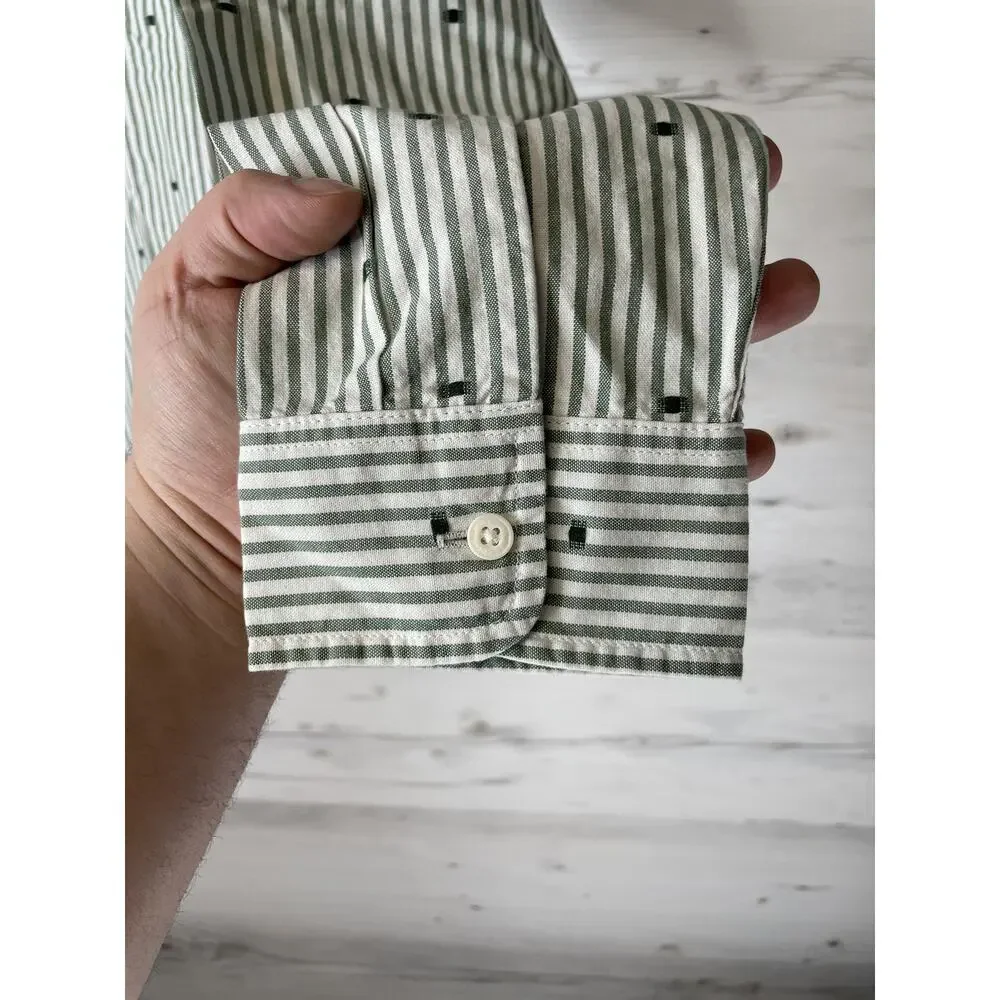 Levi's Shirt Mens XL Green Stripe The One‎ Pocket Standard Button Up Long Sleeve